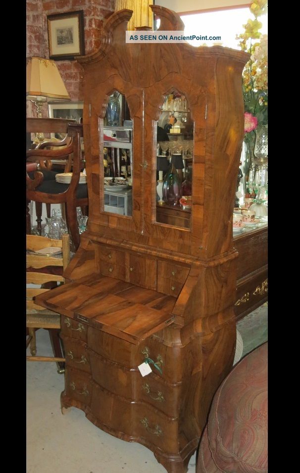 Antique Italian Burl Wood Bookcase Secretary 1800-1899 photo