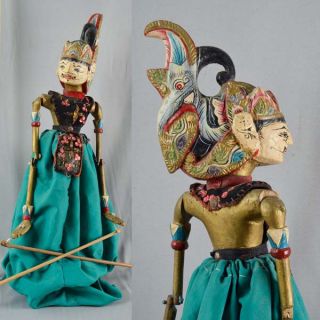 Indonesia Wayang Golek Rod Puppet Marionette Javanese Jawa Raree Show Art Gn44 photo