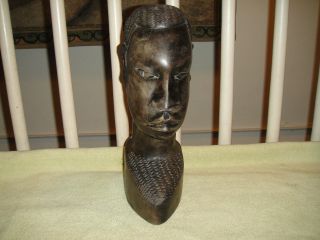African Wood Carving Bust Of Man - Extremely Detailed Wood Carving - 7lbs - Wow photo