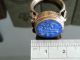 Antique Solid Brass Ornamented Ring Wax Seal Stamp Arabic Letters In Blue Stone Near Eastern photo 5