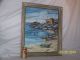 Wpa Oil On Panel Fishing Town Painting Glass Front Framed Other photo 1