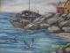 Wpa Oil On Panel Fishing Town Painting Glass Front Framed Other photo 6