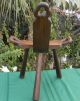 Primitive Birthing Chair Handcrafted Three Legged Walnut Wood Wooden Carved Primitives photo 9
