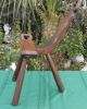 Primitive Birthing Chair Handcrafted Three Legged Walnut Wood Wooden Carved Primitives photo 4