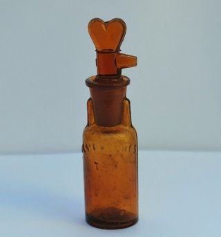 Antique German Drop Opium Anaesthesia Medical Amber Glass Bottle photo