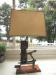 Vintage Steampunk Look Hand Crafted Lamp Machine Crank Metal & Wood Lamps photo 5