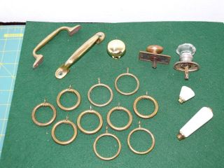 Vintage Brass Cabinet Drawer Knobs And Brass Hoop Rings photo