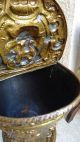 Antique French Victorian Brass Fireplace Coal Hod Scuttle Repousse Angel Cherub Metalware photo 9