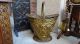 Antique French Victorian Brass Fireplace Coal Hod Scuttle Repousse Angel Cherub Metalware photo 1