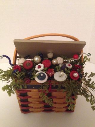 Vintage Button Bokay - Red,  White,  Blue Basket - Usa - July 4th - Military Service - America photo
