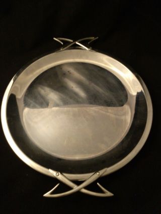 Vintage Mid Century 50 ' S Kromex Chrome Serving Tray Atomic Handles Eames Era photo