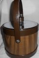 Retro Woodgrain Look & Chrome Ice Bucket With Lid & Handle By Atapco Mid-Century Modernism photo 5