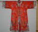 Fine Quality Antique Old Chinese Hand Made Red Silk Embroidered Textile Robe Robes & Textiles photo 2