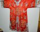 Fine Quality Antique Old Chinese Hand Made Red Silk Embroidered Textile Robe Robes & Textiles photo 3