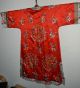 Fine Quality Antique Old Chinese Hand Made Red Silk Embroidered Textile Robe Robes & Textiles photo 4