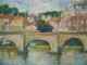 Listed Painting Impressionist Rare Italy Rome The Tiber Coa 9 