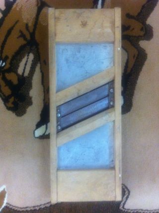 Vintage Cabbage Slicer Kraut Cutter Wooden Wood Rustic Primitive T&d Mfg 672 - M photo