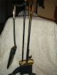 4 Vintage Wrought Iron Brass Handled Rustic Hearthside Fireplace Tool Set Stand Hearth Ware photo 2