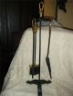 4 Vintage Wrought Iron Brass Handled Rustic Hearthside Fireplace Tool Set Stand Hearth Ware photo 4