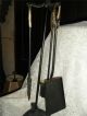 4 Vintage Wrought Iron Brass Handled Rustic Hearthside Fireplace Tool Set Stand Hearth Ware photo 6