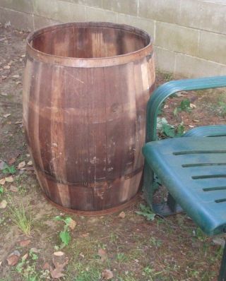 Wooden Barrels - Group Of Three - 2 Natural,  1 Painted White photo