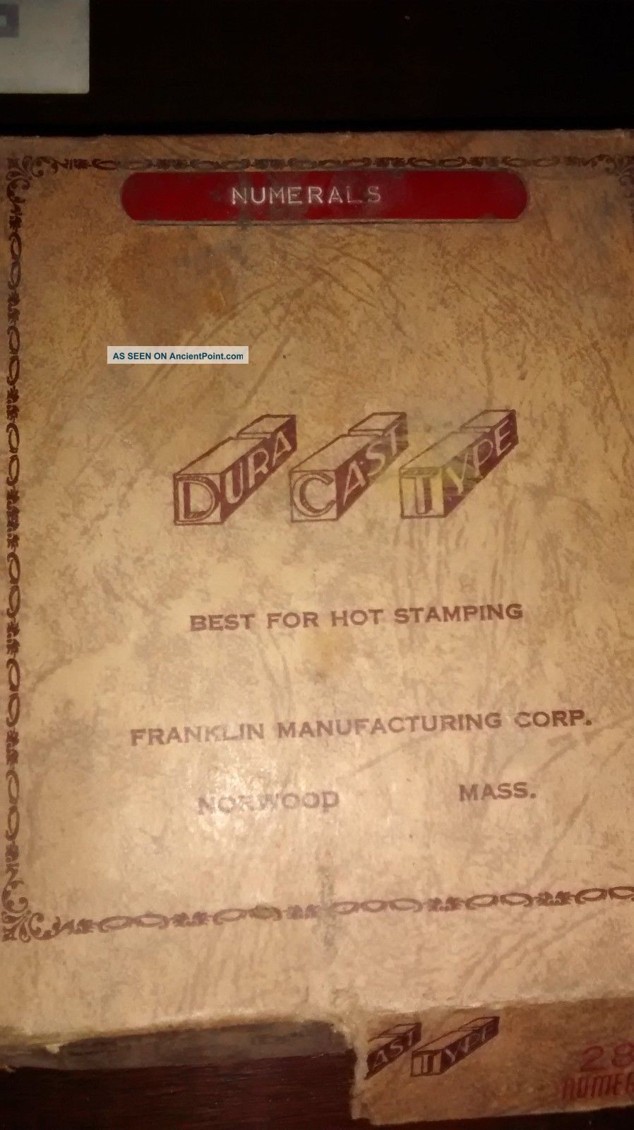 Vintage Printing Press Letters In Box From 50s Binding, Embossing & Printing photo