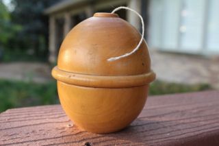 Antique Vintage Hand Turned Treenware Wood Wooden String Holder Simply Natural photo