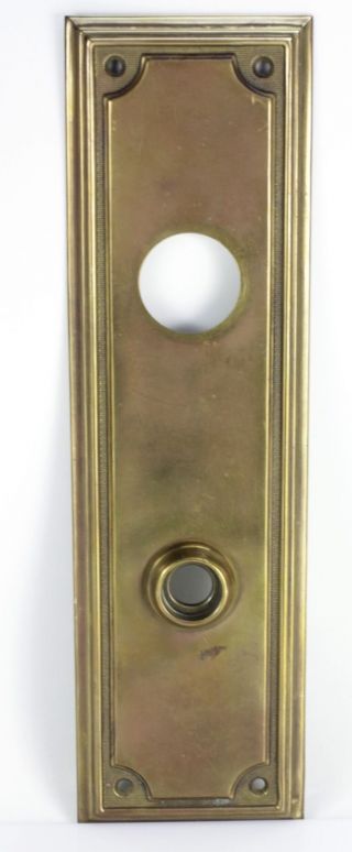 Large Antique Solid Brass Door Escutcheon Back Plate Chicagoland Estate A photo
