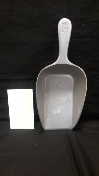 Large Sugar Flour Scoop Pewter Metal Hallmarks photo
