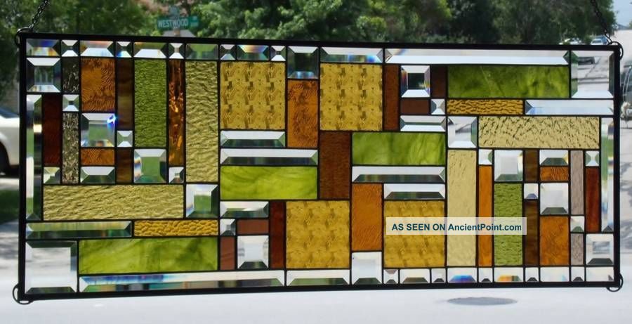 For The Love Of Nature - Beveled Stained Glass Window Panel - Signed &numbered 1940-Now photo