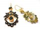Rose Cut Diamond And Emerald Gold Plated Vintage Look Turkish Jewelry Earrings Islamic photo 3