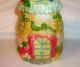 Antique Cottage Ware Biscuit Jar Tea Caddy Canister Cold Paint Fruit On Lid Jars photo 1