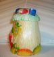 Antique Cottage Ware Biscuit Jar Tea Caddy Canister Cold Paint Fruit On Lid Jars photo 3