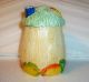 Antique Cottage Ware Biscuit Jar Tea Caddy Canister Cold Paint Fruit On Lid Jars photo 4