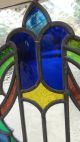 Pair Set Of 2 Antique English Leaded Stained Glass Window 7 Color 27 X 23 Large 1900-1940 photo 11