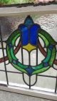 Pair Set Of 2 Antique English Leaded Stained Glass Window 7 Color 27 X 23 Large 1900-1940 photo 5