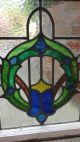 Pair Set Of 2 Antique English Leaded Stained Glass Window 7 Color 27 X 23 Large 1900-1940 photo 6