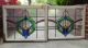 Pair Set Of 2 Antique English Leaded Stained Glass Window 7 Color 27 X 23 Large 1900-1940 photo 7