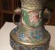 Antique Japanese Cloisonne Bronze / Brass Urn Vase Double Handle Japan Vases photo 2