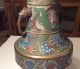 Antique Japanese Cloisonne Bronze / Brass Urn Vase Double Handle Japan Vases photo 5