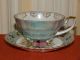 Vintage Collectible Porcelain Green Tone Gold Trim Cup&saucer Roses Motif Japan Cups & Saucers photo 1