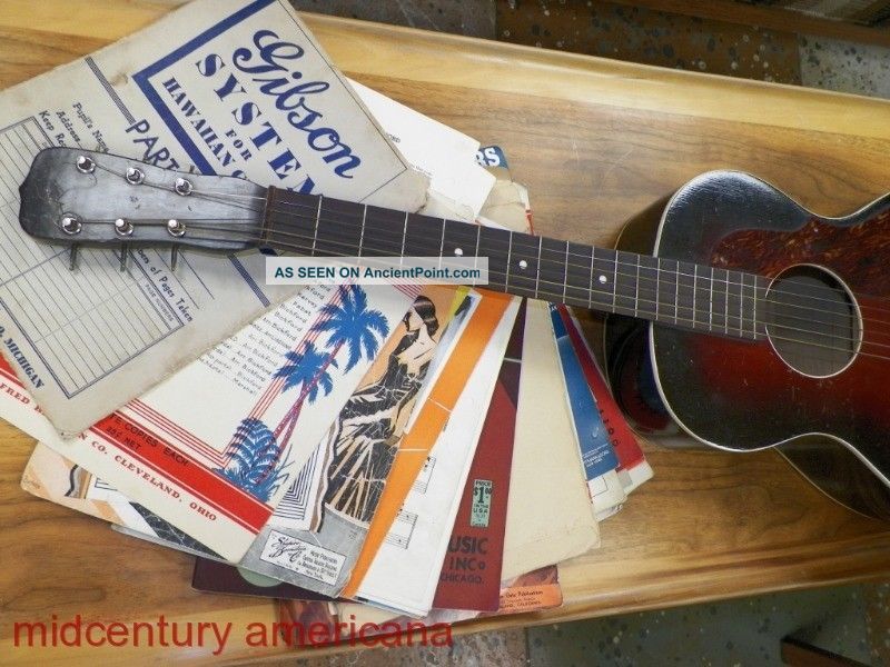 Vintage 1930 ' S Hawaiian Accoustic Guitar Flat Top Provenance Pre 1940 String photo