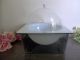 Vtg Mid Century Modern Lucite Cube Salad Bowl W/ Ice Pan & Dome Lid.  Black,  White Mid-Century Modernism photo 1