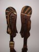 2 Vtg Witco Label Carved Native Figures Wall Wood Carving Sculpture Tiki Bar Mid-Century Modernism photo 7