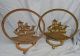 Large Cast Iron Andirons ? Rings With Ships Inside Hearth Ware photo 3