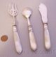 Antique Victorian Mother Of Pearl & Continental Silver 3pc Set Knife Fork Spoon Flatware & Silverware photo 2