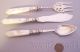 Antique Victorian Mother Of Pearl & Continental Silver 3pc Set Knife Fork Spoon Flatware & Silverware photo 5