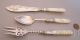 Antique Victorian Mother Of Pearl & Continental Silver 3pc Set Knife Fork Spoon Flatware & Silverware photo 6
