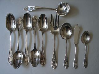 Ten Vintage 1847 Rogers Bros.  Silverplate Old Colony (1911) Serving Pieces - Nm photo