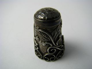 Handcrafted Handmade Sterling Silver Thimble W/filigree Ornaments Usa Ca1900s photo
